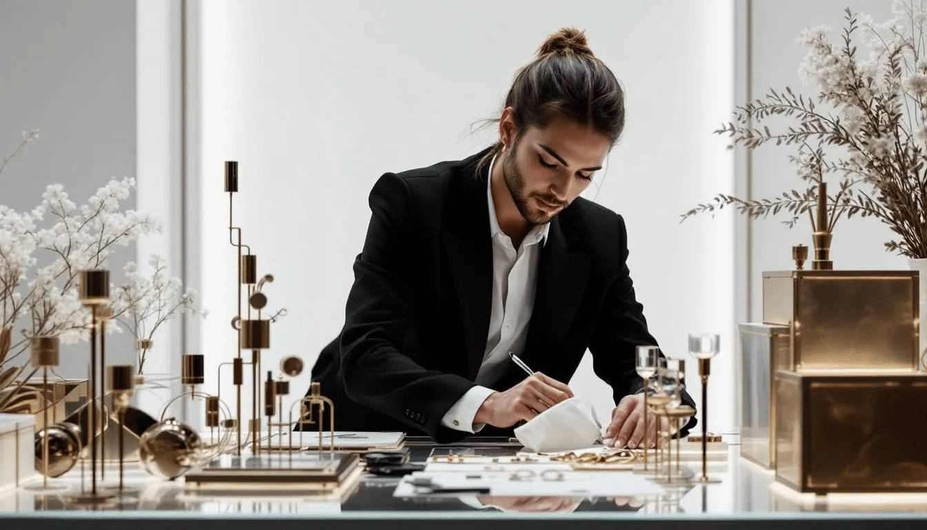 An artisan working on custom displays, showcasing passion for craftsmanship